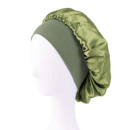 Satin Nightcap Wide-brimmed Hair Band Round Hat Tape Hat Beauty Salon Home Hat TJM-301