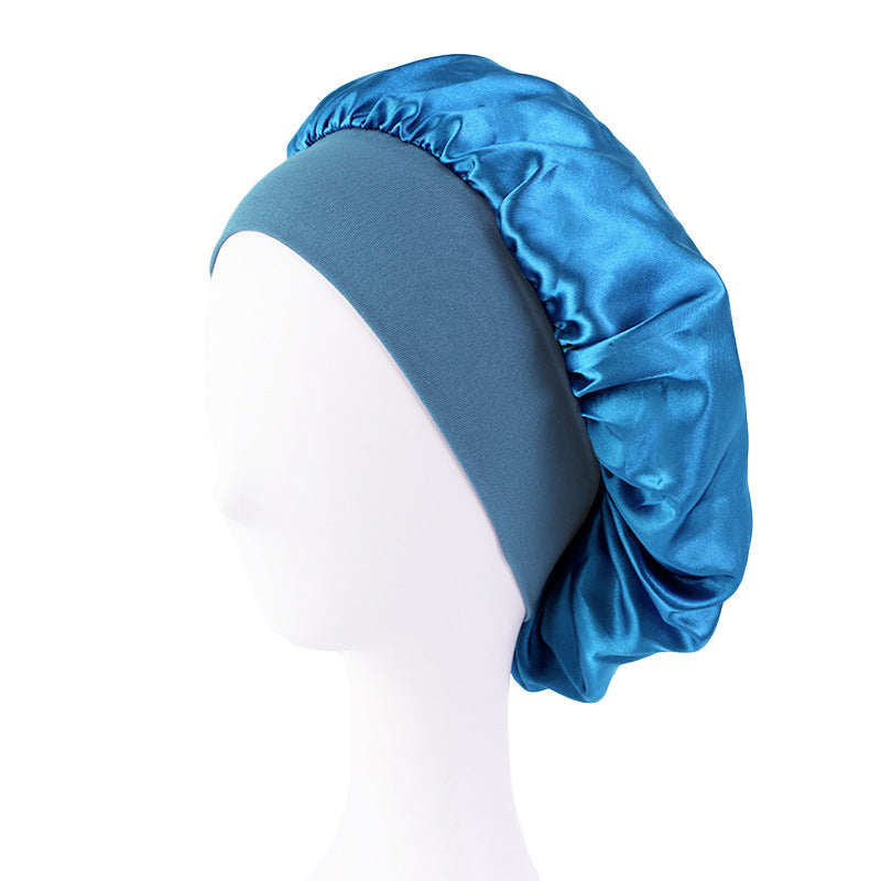 Satin Nightcap Wide-brimmed Hair Band Round Hat Tape Hat Beauty Salon Home Hat TJM-301