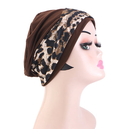 Cross border Bohemian style leopard print headscarf cap elastic toe cap hair care cap JDT-505A