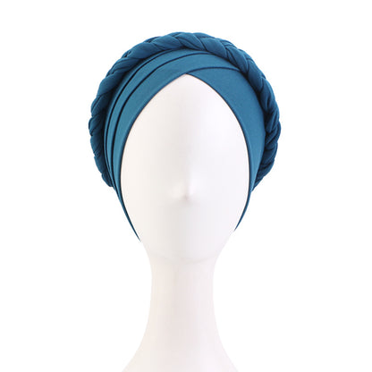 Amazon Source Solid Color Turban Hat, Braided Chemotherapy Hat, Postpartum Hat, Headscarf Hat Jdt-429L