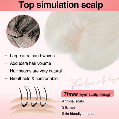 Real Human Hair Toppers for women 10 Inch Clip in Bangs for Thinning Hai Cover Hair Pieces