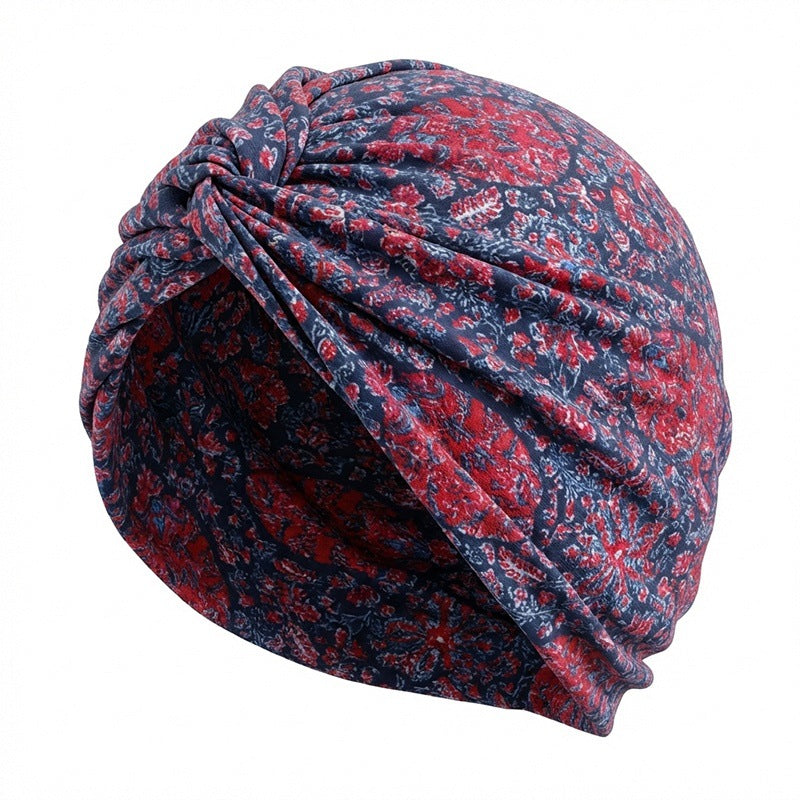 Cross-Border New Style Printed Cross-Twist Hat, Women's Elastic Turban Hat, Indian Hat Jdt-163I