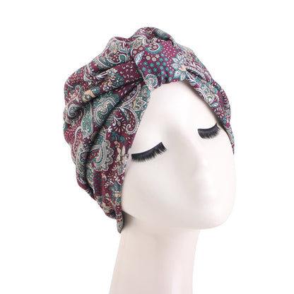 Cross border amoeboid printed knotted cap, double-layer color Ding lining, head covering cap, headscarf cap, chemotherapy cap TJM-410
