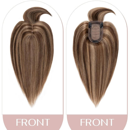 Human Hair Topper with Bangs - Real Human Hair Toppers for Women with Thin Hair
