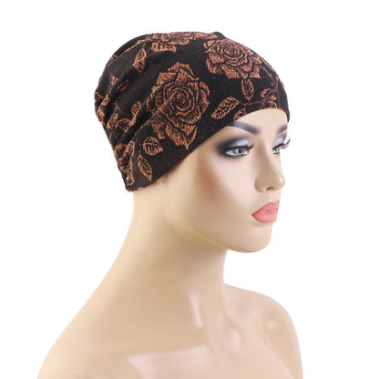 New Cross-Border Style Shiny Breathable Base Cap, Headscarf Hat, Turban Hat, Printed Hat Jdt-525