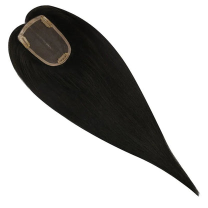 Human Hair Toppers Invisible Wiglet Hair pieces Without Bangs Off Black #1B[Density Upgrade 150%]