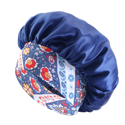 African style printed elastic wide-brimmed satin nightcap beauty makeup hair care hat JDB-405B-3