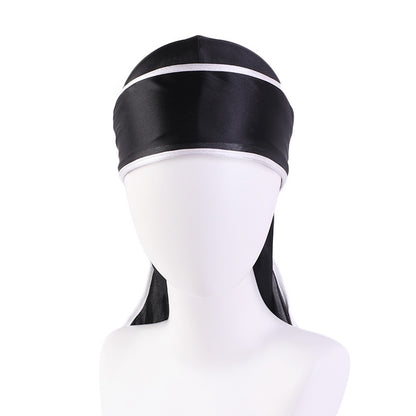 Imitation Silk Edge Long Tail Pirate Hat Hip-Hop Cloak Towel Hat Toe Hat silky durag