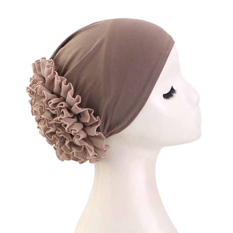 Amazon Cross-Border Hat Chiffon Large Floral Headscarf Hat Hair Loss Cap Head Wrap Postpartum Hat Jdt-504