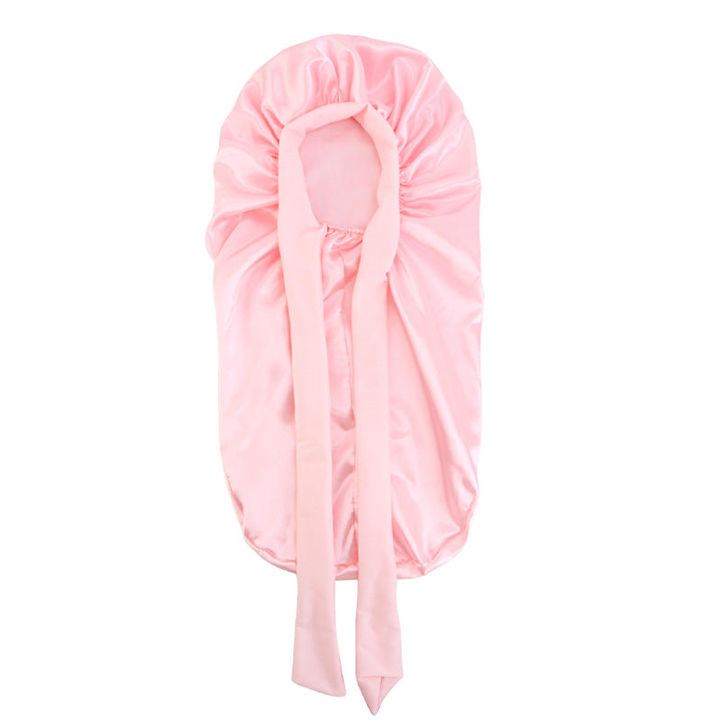 Cross-border Wide-brimmed Stretch-in Long Ribbon Scarlet Nightcap Long Barrel Hair-care Hat Band Tape Hood JDB-446V
