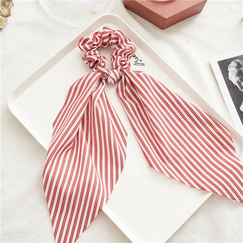 Women's Stripe Pattern Cloth Material Hair Rope For Brithday Party Gift