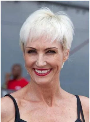 Short Straight Monofilament Top Human Hair Wigs 6 Inches for Older Women