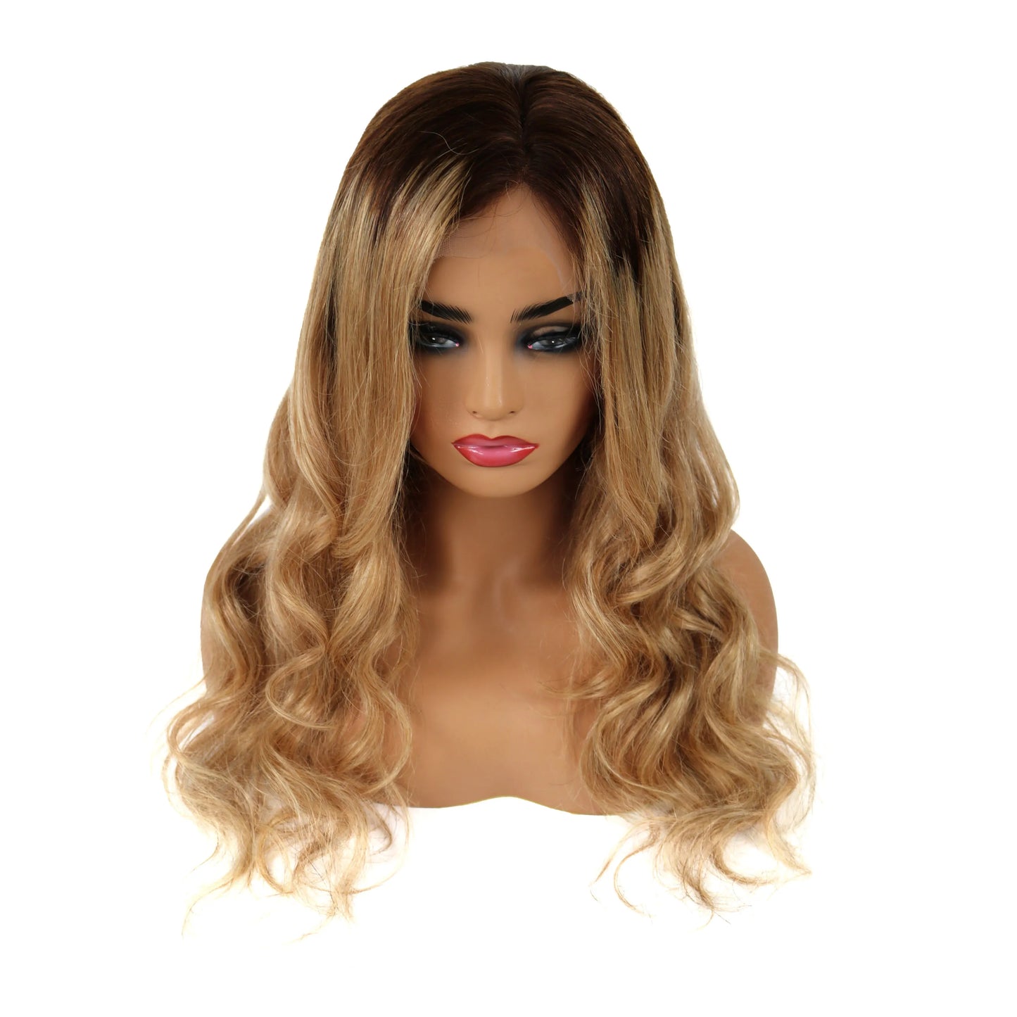 Best Selling Attractive Ombre Long Wave 22 Inches Human Remy Lace Wig