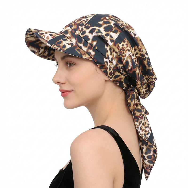New Style Printed Brimmed Baseball Cap Outdoor Sunshade Strap-On Headgear Sunshade Fabric Hat Jdt-234I