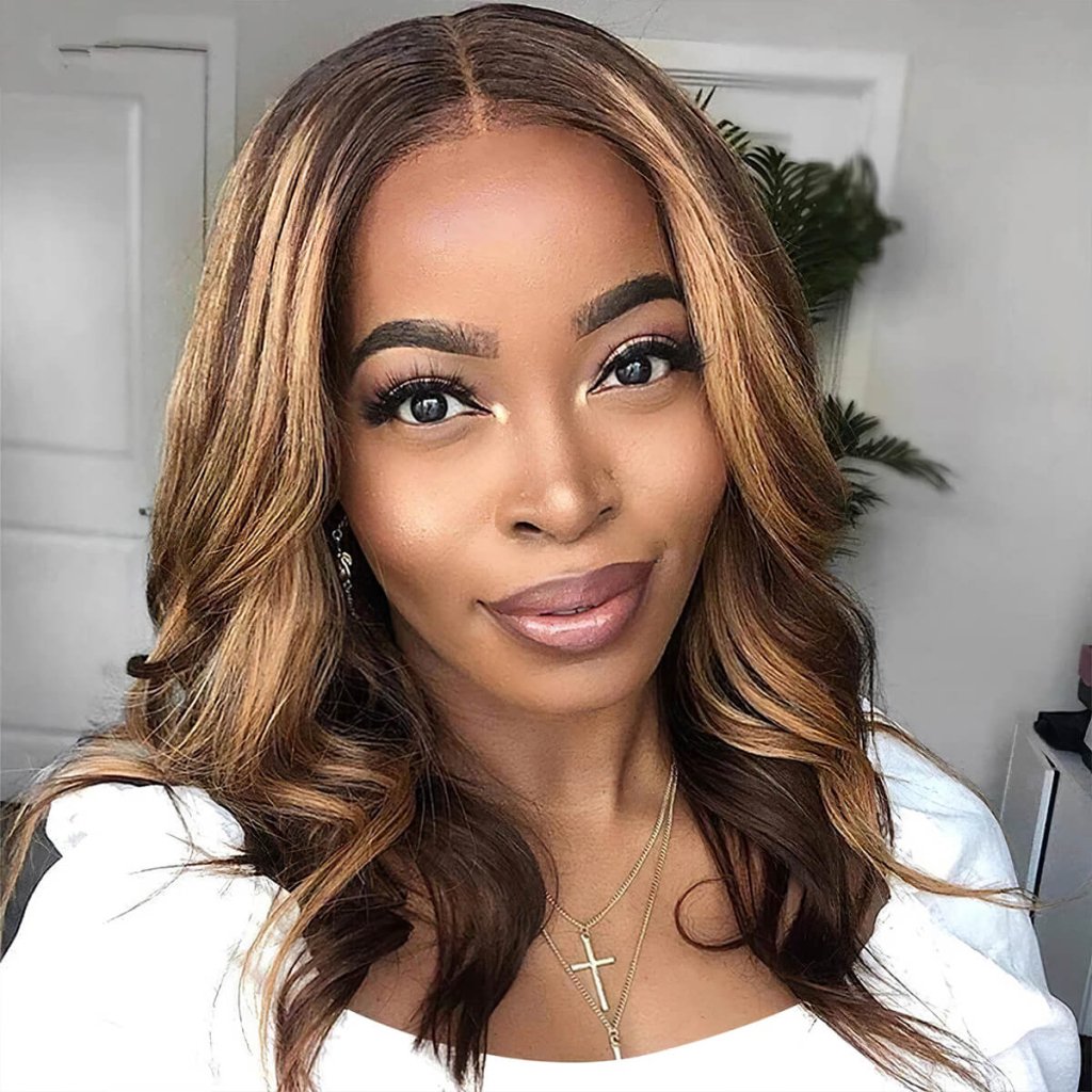 Elegant Brown Ombre Loose Wave Short Wig