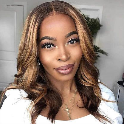 Elegant Brown Ombre Loose Wave Short Wig