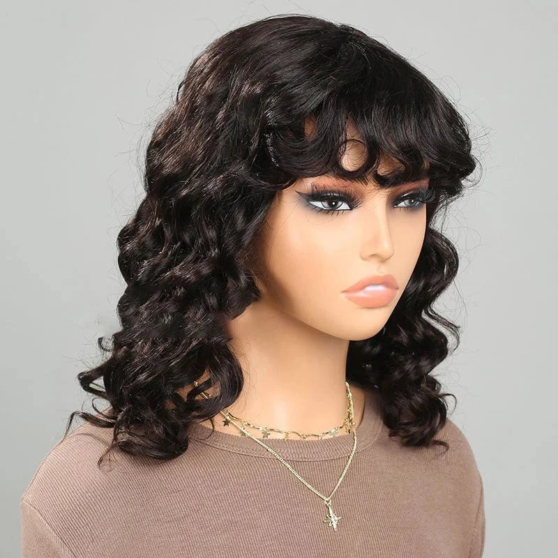 Elegant Loose Wavy Style Bob Wig with Bangs