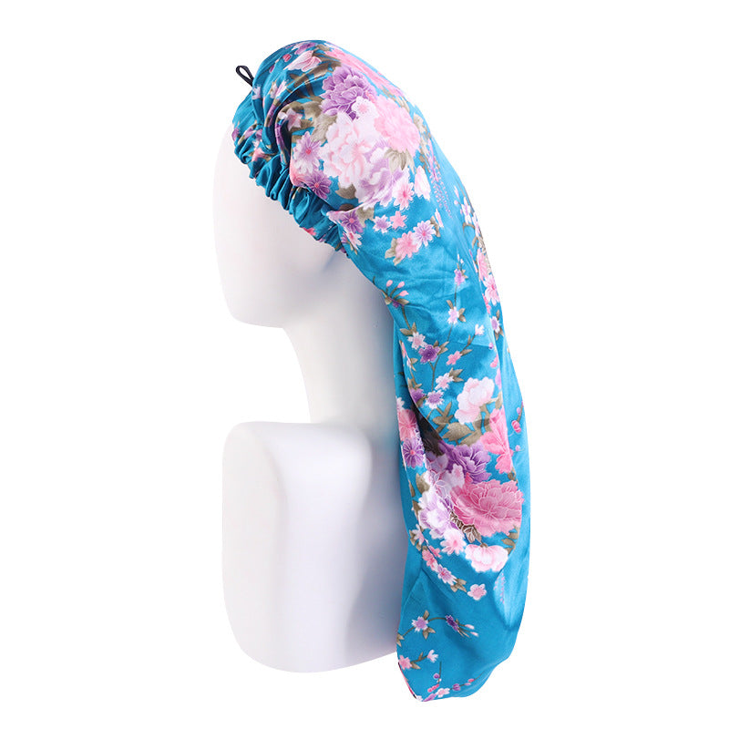 Cross-border Exclusive High Elastic Button Women's Hair Care Cap Dual-use Long Hair Nightcap Shower Cap Amazon Hot Sale