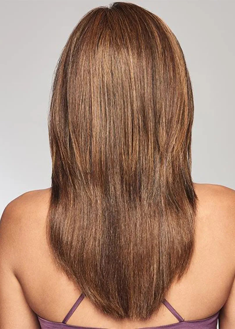 Natural Looking Women's Long Straight Human Hair Capless Wigs 24Inch