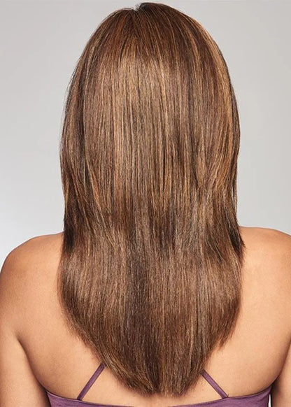 Natural Looking Women's Long Straight Human Hair Capless Wigs 24Inch