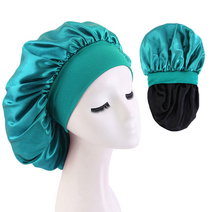 European and American Large Wide-Brimmed Elastic Double-Layer Satin Nightcap Beauty Hair Care Cap Care Cap Jdb-301S
