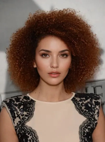 Parrucche di capelli umani in pizzo pieno riccio medio per donne nere