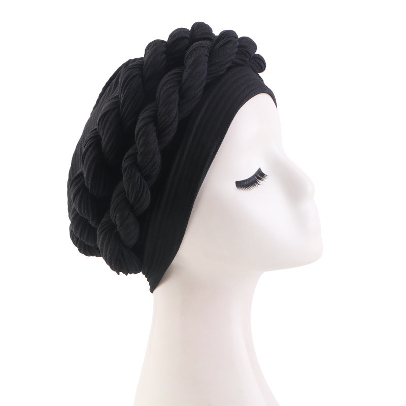 Cross-Border New Style Handmade Double-Layer Three-Dimensional Sponge Braided Headscarf Hat Jdt-520