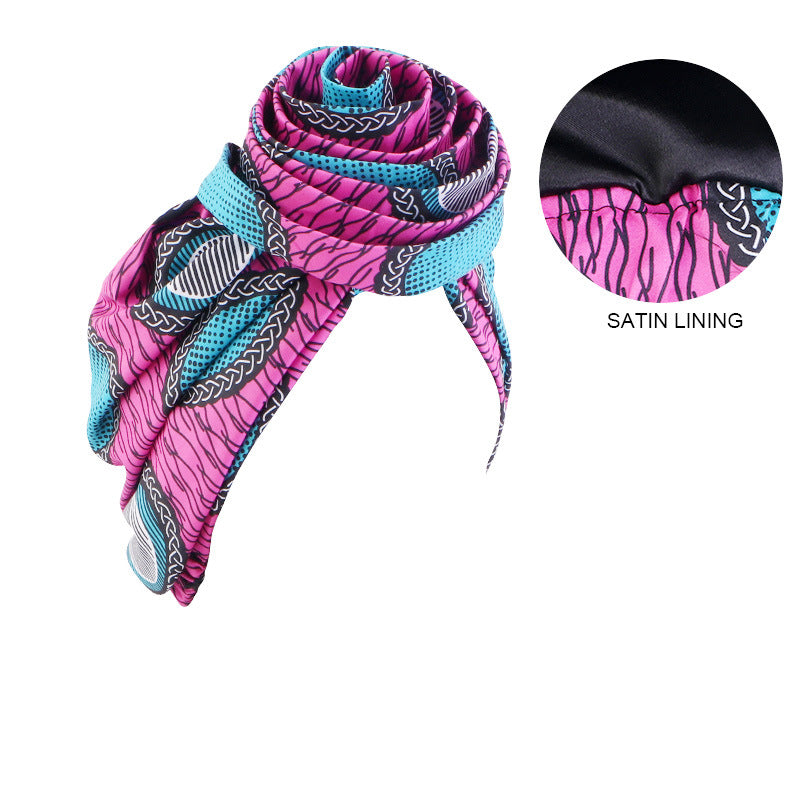 European and American Trendy Satin-Lined Turban Hat, Floral Hat, Amazon Headwrap Hat