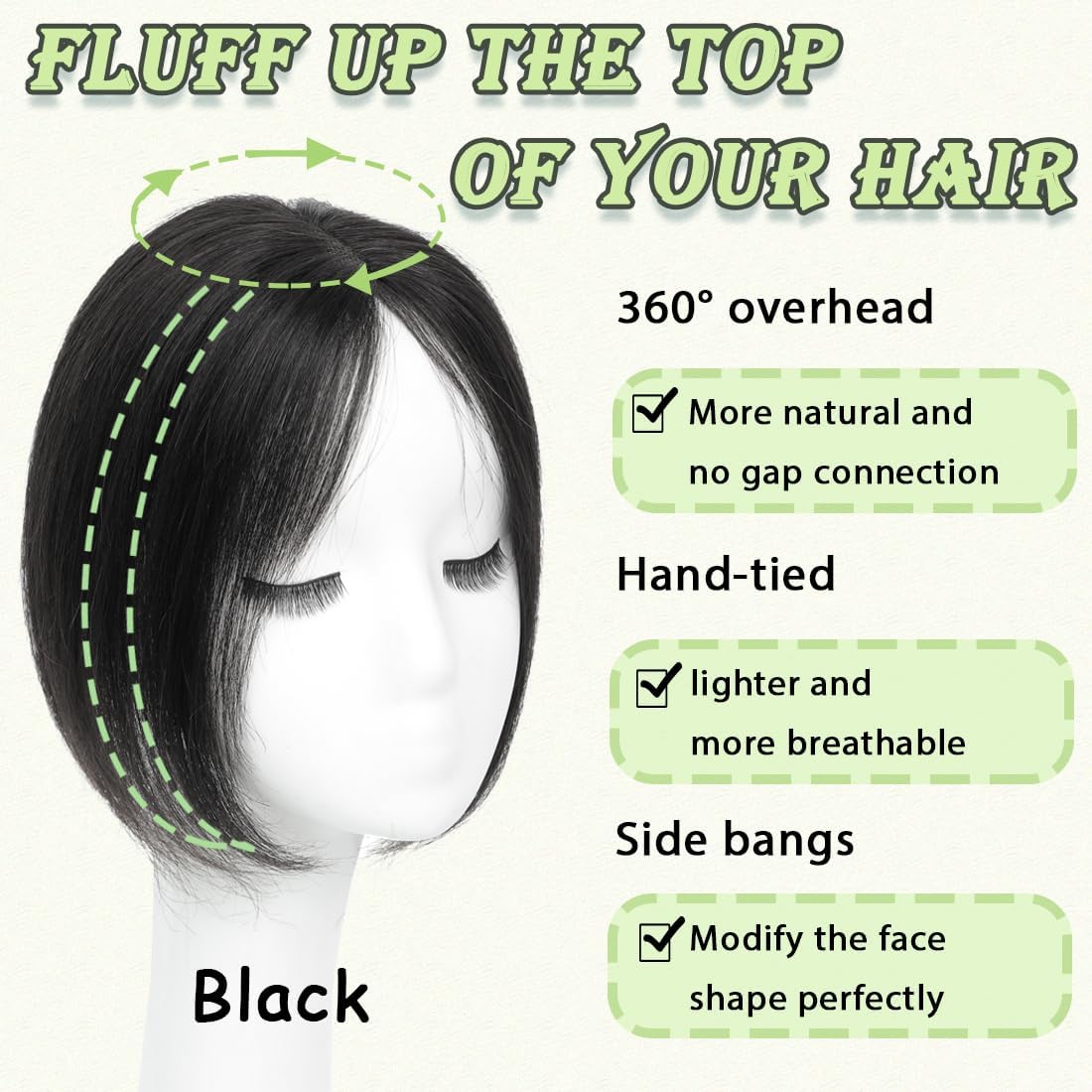 Hair Toppers for Women Real Human Hair 360° No Bangs Upgrade Lace Base Human Hair Toppers