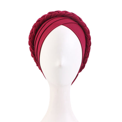 Amazon Source Solid Color Turban Hat, Braided Chemotherapy Hat, Postpartum Hat, Headscarf Hat Jdt-429L