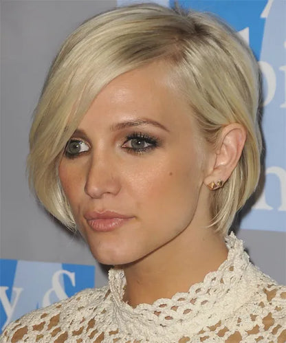 Elegant Amazing Ashlee Simpson's Hairstyle Short Straight Lace Wig 100% Human Hair 8 Inches