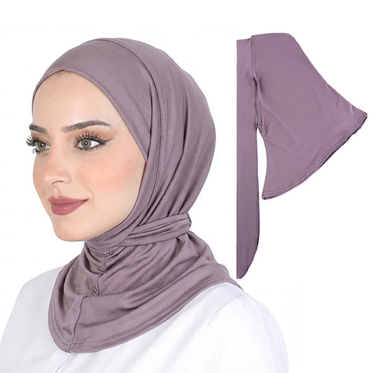 New Cross-Border Style Skin-Friendly Tie-On Headscarf, Solid Color Long Scarf, Headscarf Hat, Head Wrap, Head Cover Jdt-490G