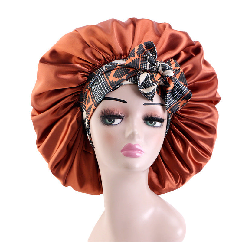 Oem Custom Printed Elastic Ribbon Satin Sleep Cap, African Headscarf Hat, Professional Sleep Cap Source Factory