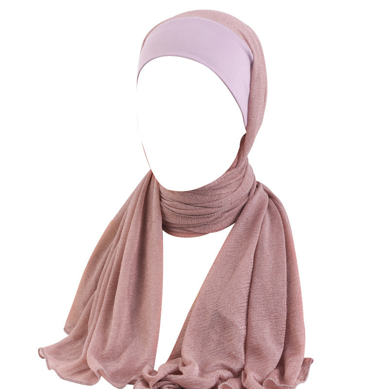 Spring style flat head tied with wrinkled yarn scarf, one-piece hat, head cover, headband, JDWJ-30B