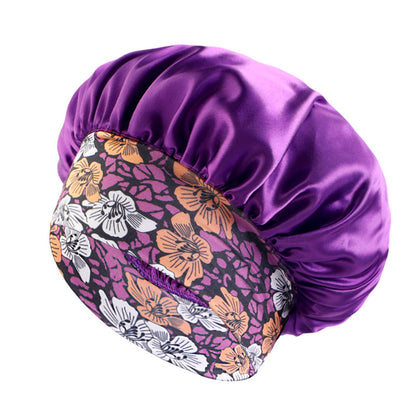 African style printed elastic wide-brimmed satin nightcap beauty makeup hair care hat JDB-405B-3
