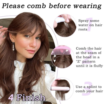 Clip in Bangs 100% Human Hair Toppers 360°3D Hair Pieces Clip On Air Bangs Extensions