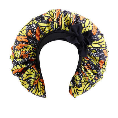 African Print Sal Nightcap Large Stretch Ribbon Tape Cap Strap Shower Cap JDB-408J