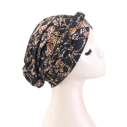 Cross-Border New Style Hand-Printed Braided Cross-Style Headscarf Hat, Elastic African Headwrap Hat Jdt-429G