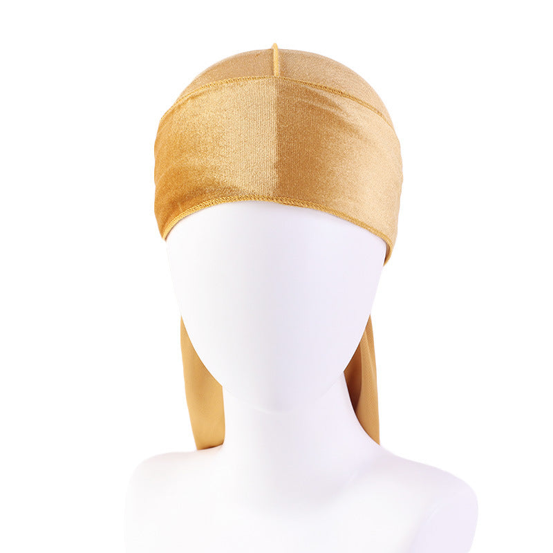 European and American fashion Korean velvet long tail pirate hat strap turban hat hip hop Cape velvet durags