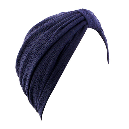 European and American Popular High-Elastic Bubble Fabric Knotted Headscarf Hat, Ethnic Hat, Turban, Chemotherapy Hat, Headscarf Hat
