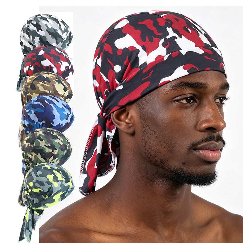 New Camouflage Skull Elastic Pirate Hat, Unisex Headscarf Hat, Outdoor Sports Bandana Head Wrap Hat Jdd-09F
