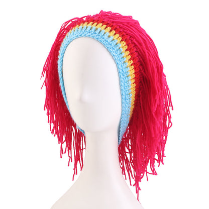 Cross-Border New Style Hand-Knitted Woolen Hat, Wig Hat, Pullover Hat, Funny Hat for Events and Gatherings Jdu-144