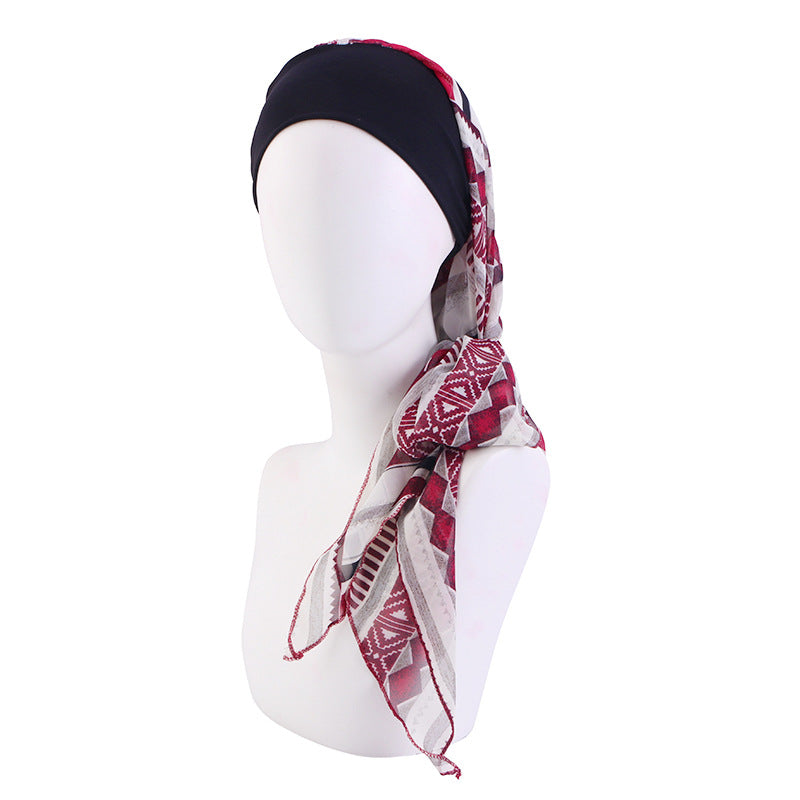 Elastic cotton hair band scarf hat chiffon ribbon headscarf cap toe cap all-match clothing hat