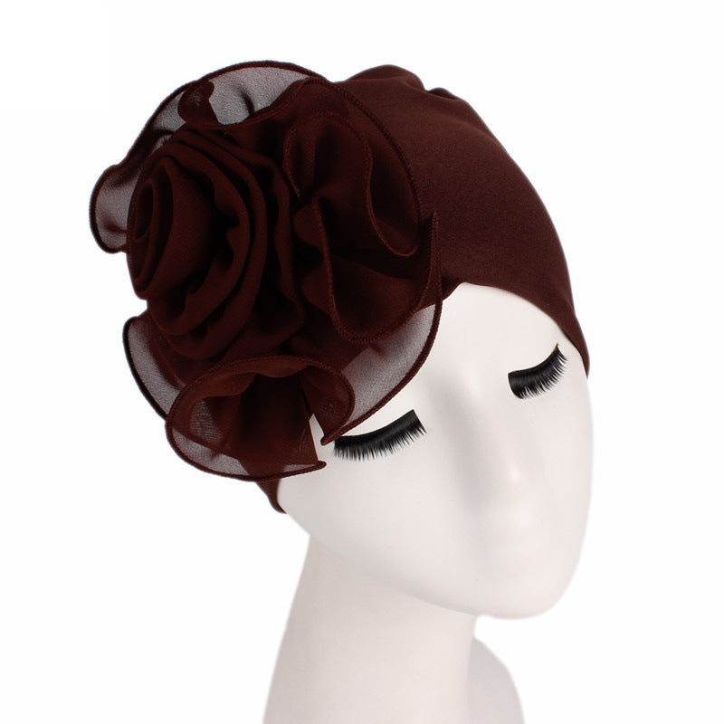 Large Floral Double-Layer Headscarf Hat, Hair Protection and Anti-Hair Loss Cap Tjm-295