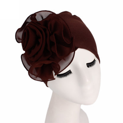 Large Floral Double-Layer Headscarf Hat, Hair Protection and Anti-Hair Loss Cap Tjm-295