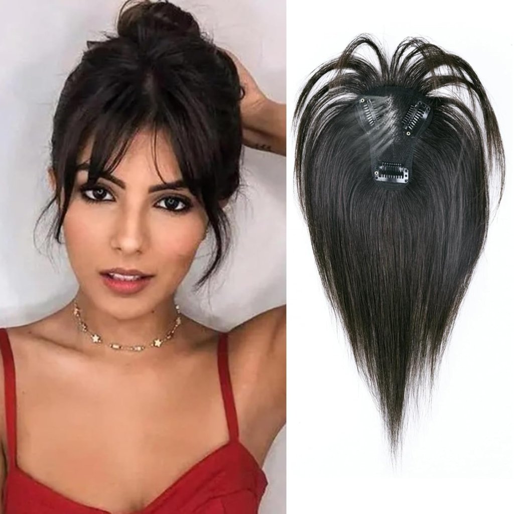 Hair Toppers for Women Real Human Hair Bangs Hair Clip French Fake Clip in Bangs Hair Pieces