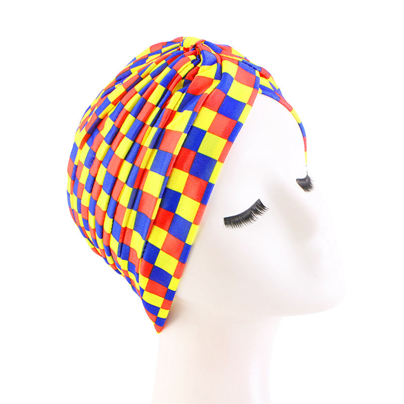 Tie-Dyed Pleated Turban Hat, Indian Hat, Base Hat, Head Wrap Hat Tjm-45
