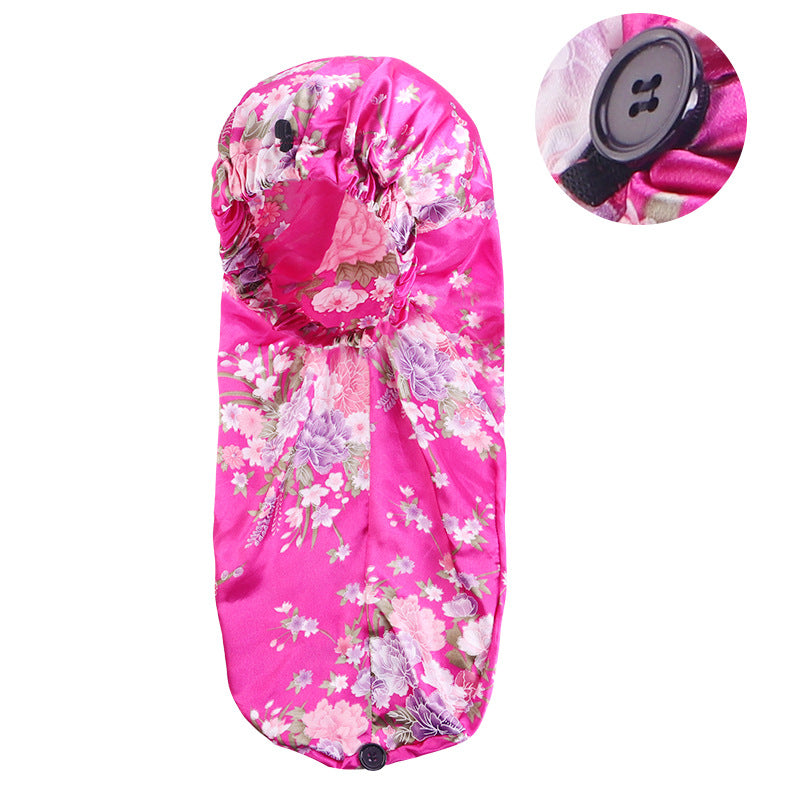 Cross-border Exclusive High Elastic Button Women's Hair Care Cap Dual-use Long Hair Nightcap Shower Cap Amazon Hot Sale