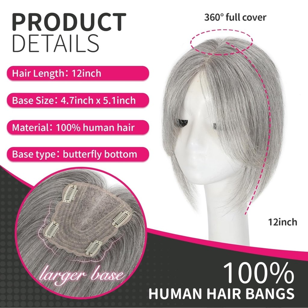 Hair Toppers wigs for Women Real Human Hair with Thinning Hair Lace Base Hair Pieces
