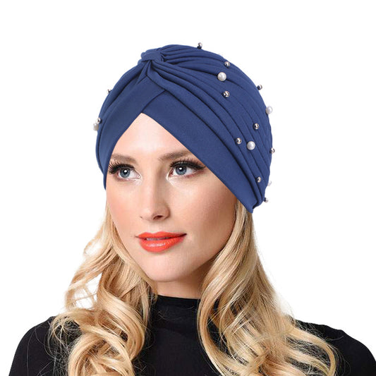 Amazon Solid Color Stretch Hood Headscarf Hat Starry Beads India Yoga Hat Chemotherapy Hat TJM-49